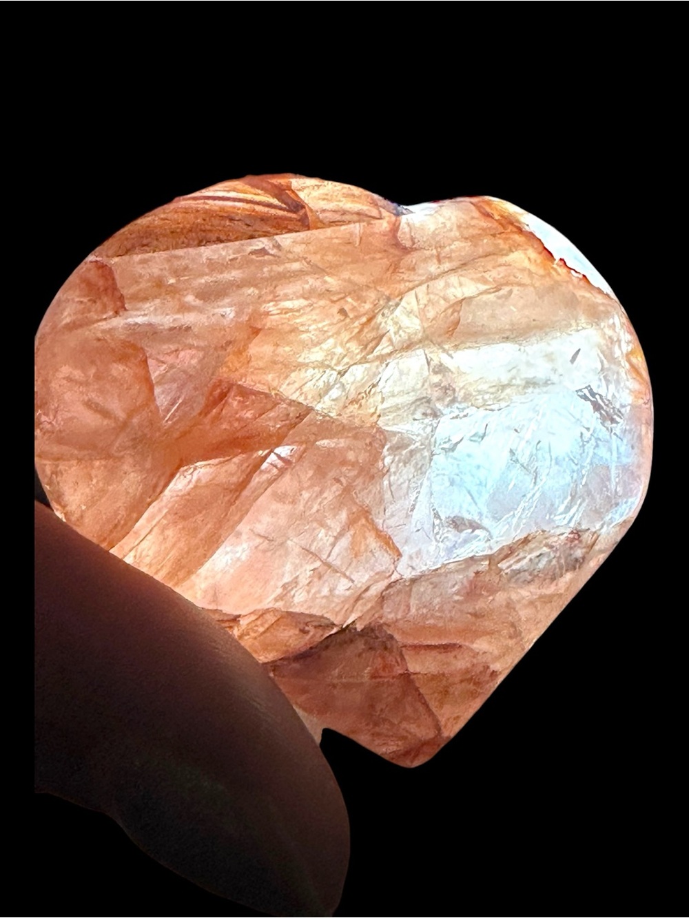 Fire Agate Quartz Crystal Heart